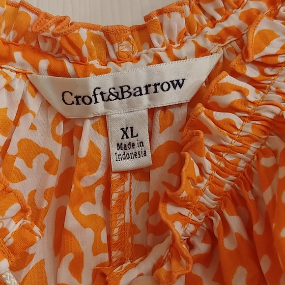 Orange & White flowy blouse - Picture 3 of 6